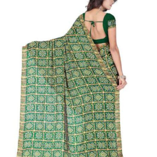 Printed Bandhani Georgette, Crepe Saree (Multicolor)