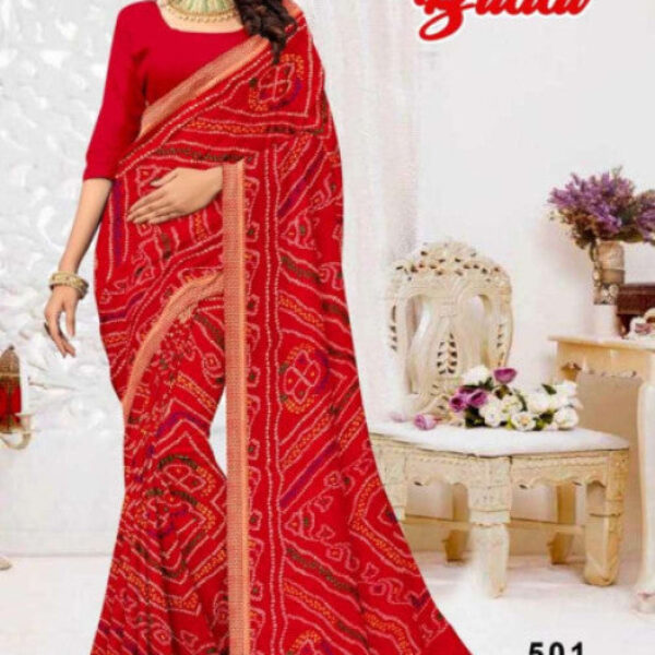 Printed Bollywood Georgette Saree (Red)