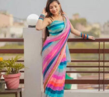 Printed, Self Design, Digital Print, Color Block, Blocked Printed, Woven, Checkered Daily Wear Georgette Saree