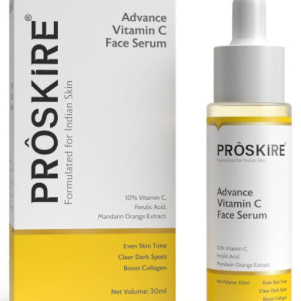 Proskire 10% Advance Vitamin C Serum With Ferulic Acid, For Dark Spots Pigmentation & Glowing Face - 30 ml (Pack of 1)