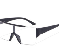 Rectangular Fashion Black Clear Square Sunglasses For Unisex.