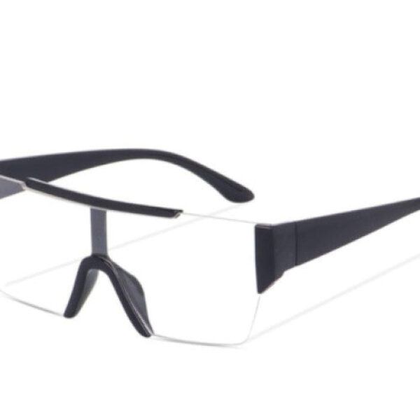 Rectangular Fashion Black Clear Square Sunglasses For Unisex.