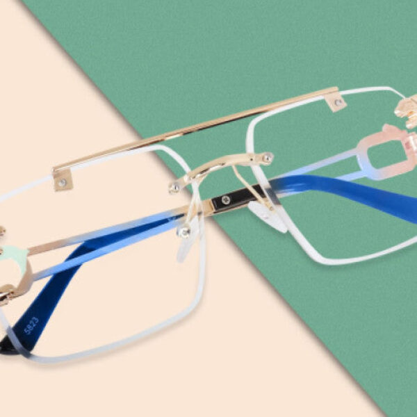 Rimless Rectangular UV 400 Protection Vintage Sunglass Stylish trendy Fashion Sunglasses For Men And Women