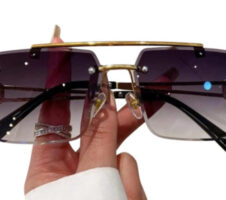 Rimless Sunglasses Golden frame with Gradal Black colour lens