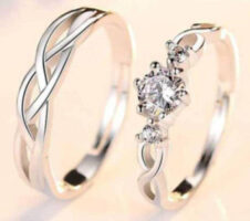 silver stylish king Queen design Copper Silver Plated Ring Set