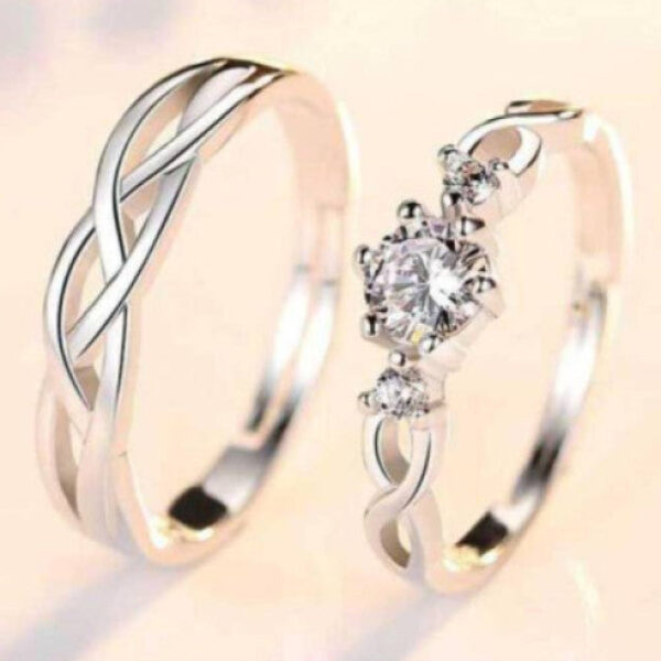 silver stylish king Queen design Copper Silver Plated Ring Set