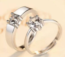 Stainless Steel Zircon Sterling Silver Plated Ring Set
