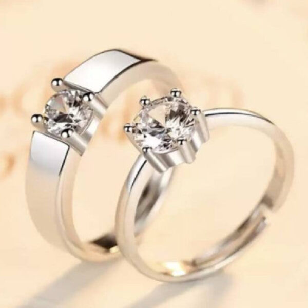 Stainless Steel Zircon Sterling Silver Plated Ring Set