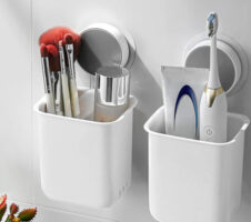 Toothbrush Holder for Bathroom, Plastic Wall Mounted Self Adhesive ( Pack Of 2 )
