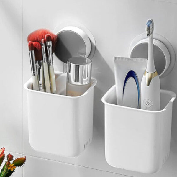 Toothbrush Holder for Bathroom, Plastic Wall Mounted Self Adhesive ( Pack Of 2 )