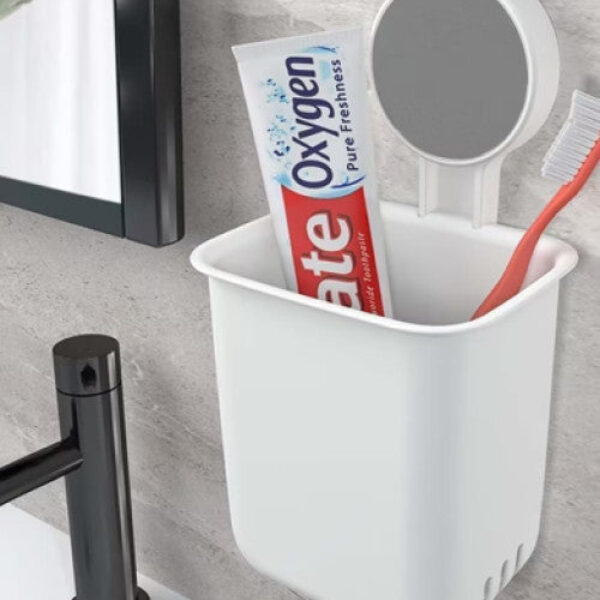 Toothbrush Holder for Bathroom, Plastic Wall Mounted Self Adhesive ( Pack Of 2 )