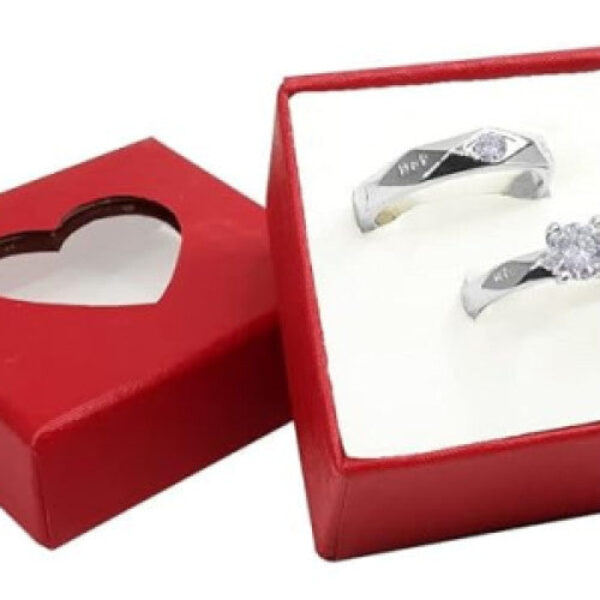 Uniqon Silver Color Stainless Steel Crystal Nug Diamond Stone Romantic Couple Finger Rings