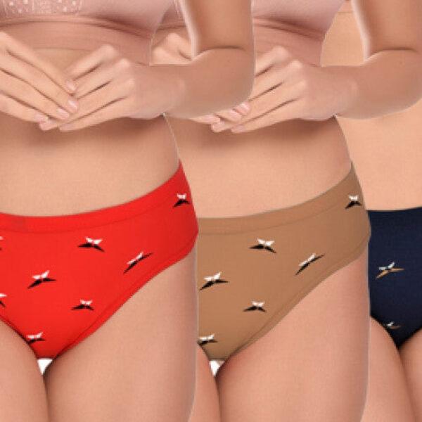 Women Bikini Cotton Multicolor Panty (Pack of 3)