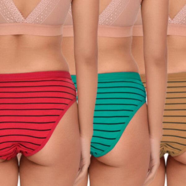 Women Bikini Cotton Multicolor Panty (Pack of 3)