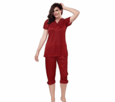 Women Night Suit (Maroon, S)