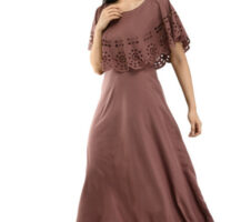 Women Solid Brown Maxi Dress