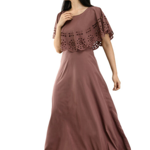 Women Solid Brown Maxi Dress