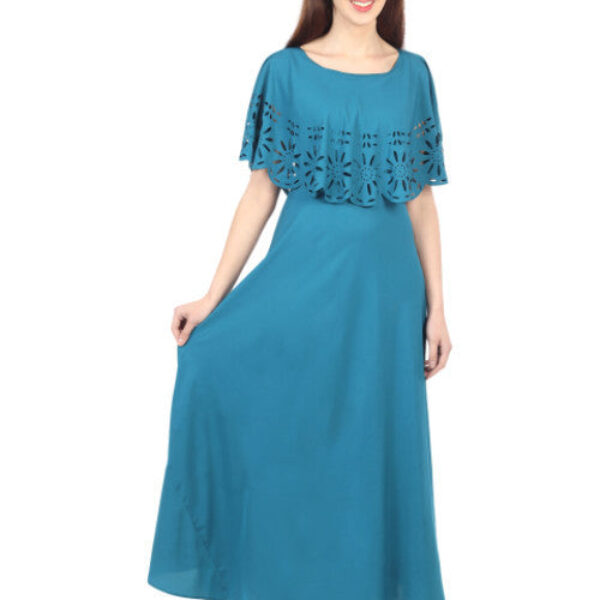 Women Solid Light Blue Maxi Dress