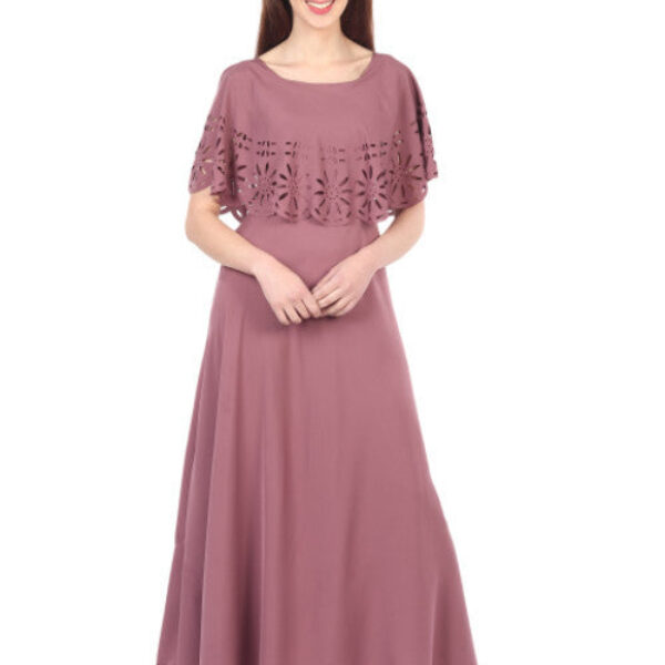 Women Solid Light Brown Maxi Dress