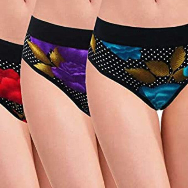 Women's Cotton Broad Elastic Cotton Panty (Pack of 3)(Multicolored)