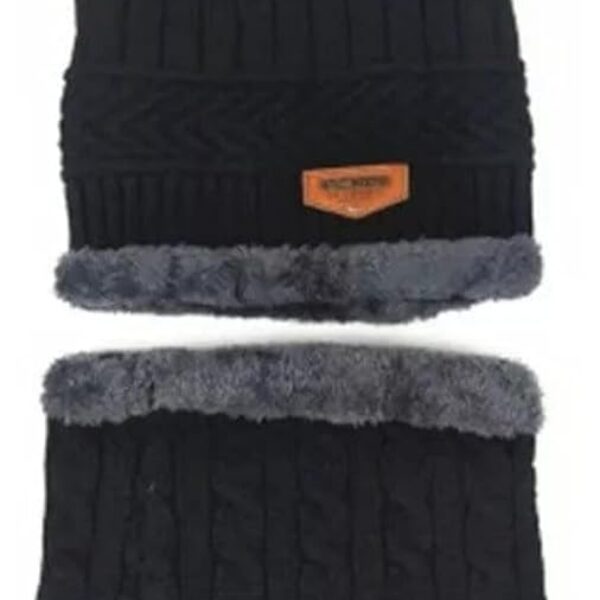 Woolen Winter Cap Beanie Hat with Neck Warmer Set (Multicolor, Set of 1)