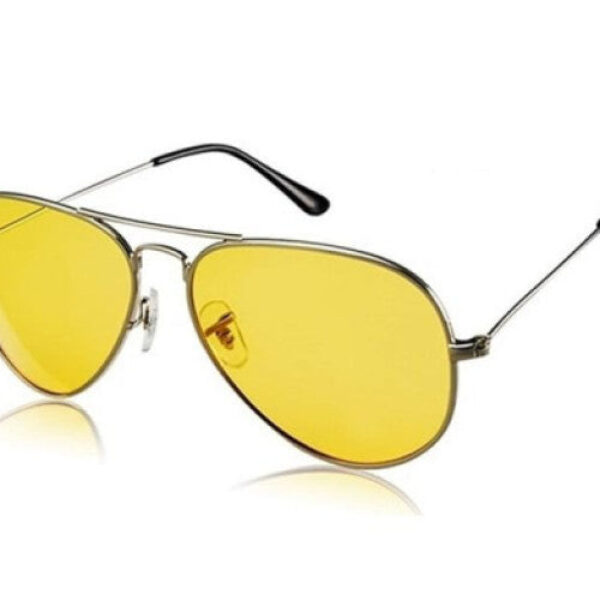 Yellow Lens Silver And Black Frame Men Women Aviator Sunglasses