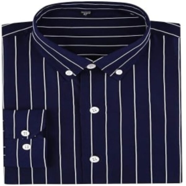 Men's Casual Business Vertical Striped Sleeved Button Up Dress Shirt (Pack of 3)